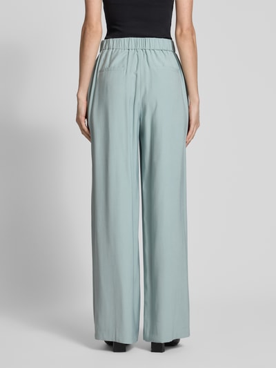 Jake*s Collection Stoffen broek van viscosemix met elastische band IJsblauw - 5