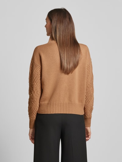 BOSS Strickpullover mit gerippten Abschlüssen Modell 'PANINO' Camel 5