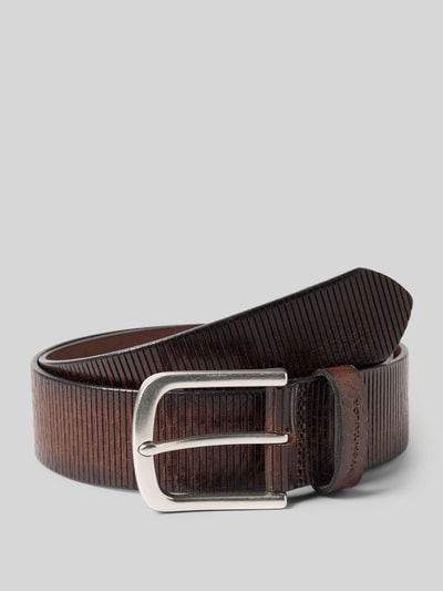Tom Tailor Riem van echt leer, model 'ROY' Donkerbruin - 1