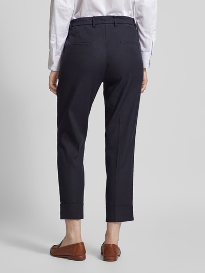 Cambio Regular fit linnen broek met persplooien, model 'KRYSTAL' Marineblauw - 5