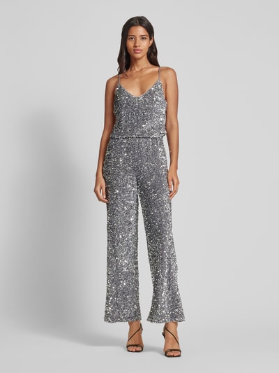 Vila Jumpsuit met pailletten, model 'FAITH' Zilver - 4