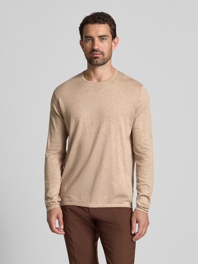 Christian Berg Men Regular fit pullover van puur katoen in gebreide look Zand gemêleerd - 4