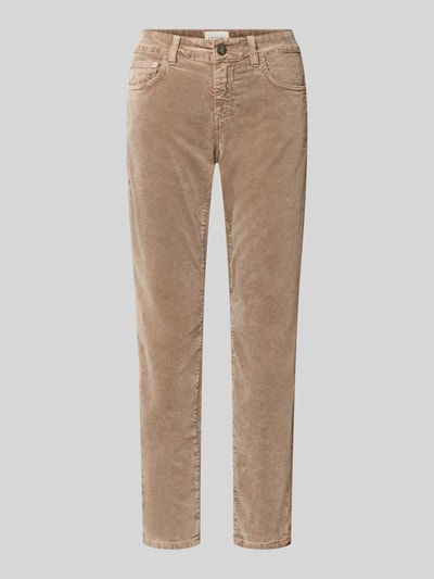 Produktfoto, Slim Fit Jeans aus Baumwoll-Mix Modell 'Baker' von Closed in Beige mit 5-Pocket-Design und Logo-Patch, elastische Struktur, verkürzte Passform
