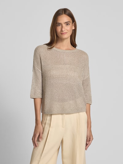 s.Oliver BLACK LABEL Cropped Strickshirt aus Baumwoll-Mix Beige 4