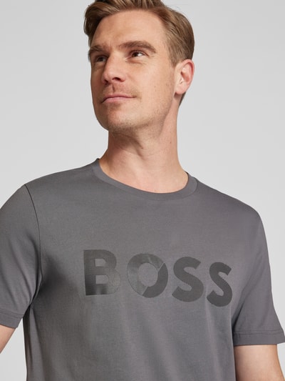 BOSS Green T-Shirt mit Label-Print Anthrazit 3