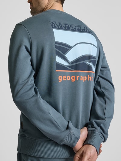 Napapijri Sweatshirt met labelprint, model 'SOVANA' IJsblauw - 3