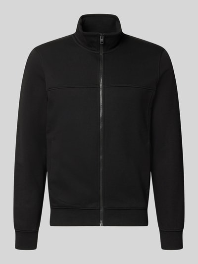 Produktfoto, zwarte regular fit sweatjack Regular Fit Sweatjacke aus Baumwoll-Mix van s.Oliver RED LABEL, gladde stof, zichtbare rits