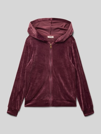 Only Regular fit sweatjack, model 'REBEL'  Bordeaux - 1