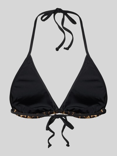 Produktfoto, Bikini-Oberteil mit Schnürung Modell 'TAIA' von Neo Noir im schwarzen Allover-Look, Material-Mix mit Stretch-Anteil, körpernahe Passform