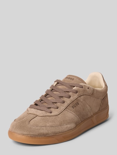 BOSS Lage sneakers van echt leer, model 'BRENTA' Taupe - 1