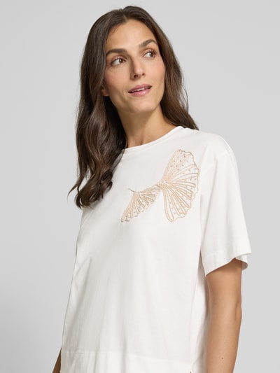 Stefanel T-shirt met motiefstitching Wit - 3