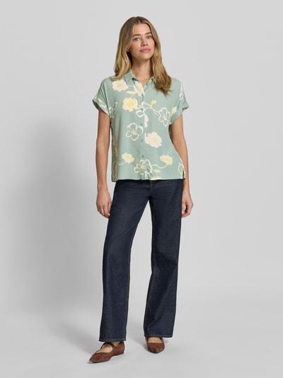 Jake*s Studio Woman Blouse van viscose met gefixeerde mouwomslag Lindegroen - 1
