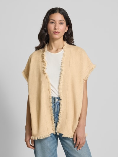 Kujten Cardigan mit Ausfransugen Modell 'NESSA' Beige 4