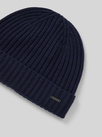 JOOP! Collection Beanie van wol met labeldetail, model 'FRANCIS' Marineblauw - 2