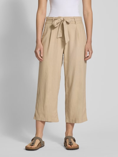 Only Regular fit culotte met strikceintuur, model 'CARO' Zand - 4