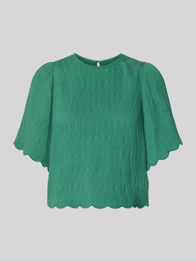 Produktfoto, Blusenshirt aus Viskose-Mix mit Strukturmuster von JAKE*S STUDIO WOMAN in Grün mit Rundhalsausschnitt, Regular-Fit.