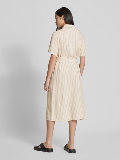 Pieces Tailliertes Freizeitkleid aus Viskose-Leinen-Mix Modell 'PIA' Beige 5