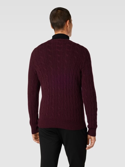 Polo Ralph Lauren Kaschmirpullover mit Zopfmuster Bordeaux 5