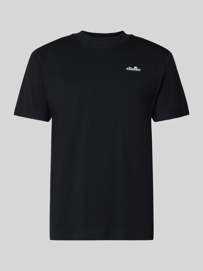 Produktfoto, czarne T-Shirt z bawełny, prosty krój, ACCIANO CLASSIC od Ellesse z label-stitching, gerippter Stehkragen, długość 67 cm w rozmiarze M