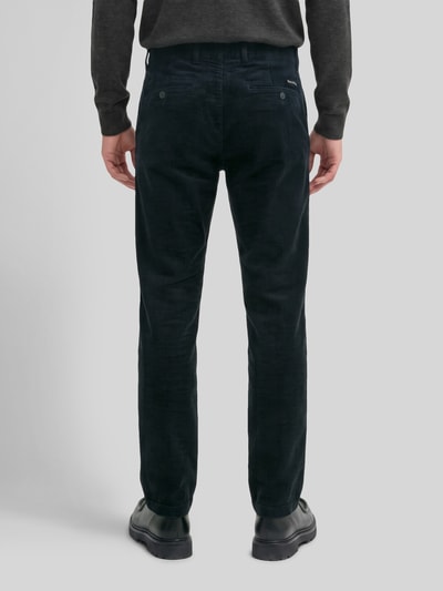 Marc O'Polo Spodnie sztruksowe o kroju tapered fit z bawełny z zakładkami w pasie Granatowy 5