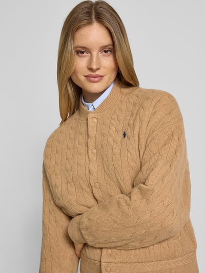 Polo Ralph Lauren Bomberka o kroju regular fit z imitacji dzianiny z domieszką kaszmiru Camel 3
