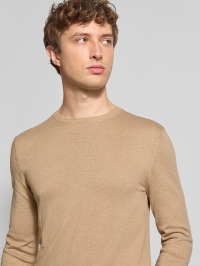 Blend Strickpullover mit Rundhalsausschnitt Modell 'BAGGE' Beige 3