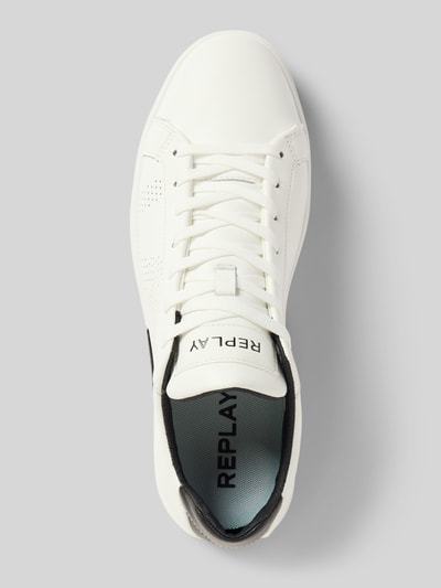 Produktfoto, Sneaker aus echtem Leder Modell 'POLYS STUDIO' von Replay in Weiß mit runder Form, Schnürverschluss, strukturierter Sohle