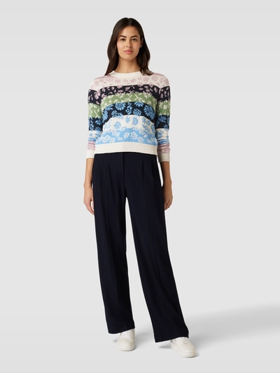 Weekend Max Mara Gebreide pullover met all-over bloemenmotief, model 'FLERES' Lichtblauw - 1