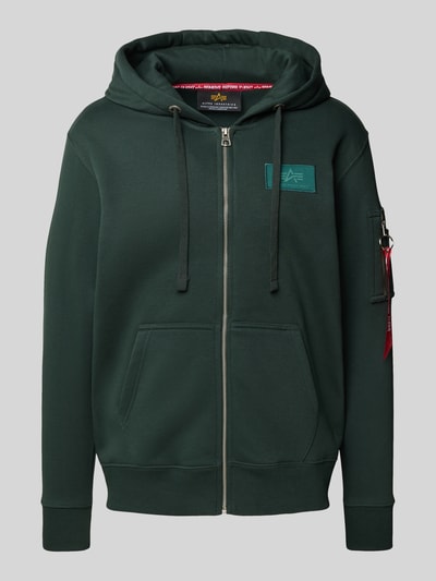 Alpha Industries Sweatjacke mit Logo-Patch und Känguru-Tasche Petrol 2