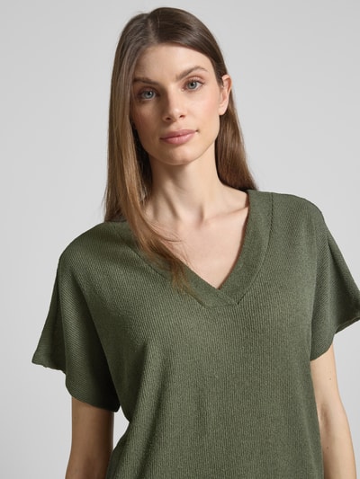 Soyaconcept T-shirt met V-hals, model 'Delia' Donkergroen - 3