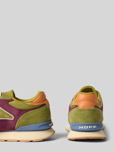 Productfoto, Sneaker aus Leder-Mix Modell 'City' van HOFF in groen, paars en oranje, afgeronde pasvorm, vetersluiting, logodetail, licht geprofileerde zool, hakhoogte maat 44: 2 cm, schachthoogte maat 44: 9 cm, schachtbreedte maat 44: 8 cm