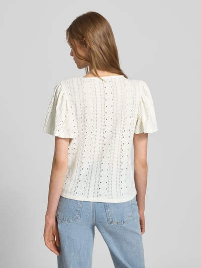 Only Regular fit T-shirt met ajourpatroon, model 'RIVERSIDE' Offwhite - 5