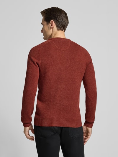 MCNEAL Regular fit gebreide pullover van pure wol Donkerrood gemêleerd - 5