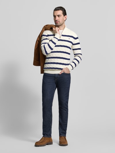 GANT Slim Fit troyer in brei-look Offwhite - 1