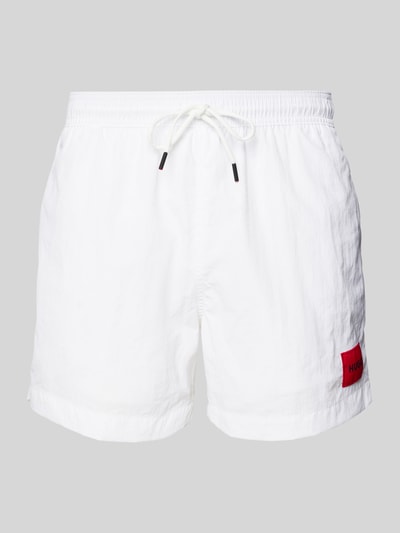 HUGO Regular Fit Badeshorts mit Label-Patch Modell 'DOMINICA' Weiss 1