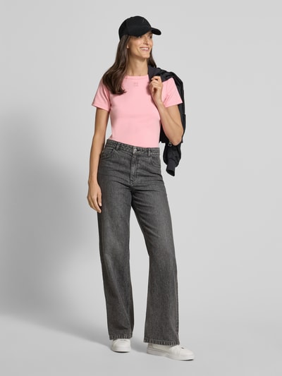 HUGO T-shirt met ronde hals en labelstitching Roze - 1