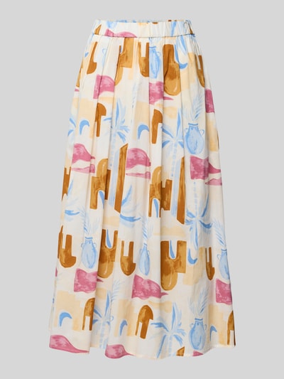 Christian Berg Woman Selection Spódnica midi o linii A z czystej bawełny z zakładkami w pasie Beżowy 2