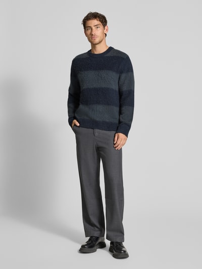 Wood Wood Gebreide pullover met ribboorden, model 'Levi' Marineblauw - 1