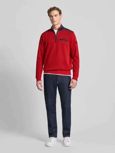 bugatti Sweatshirt met opstaande kraag, model 'Selanik' Rood - 1