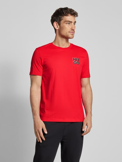 HUGO T-Shirt mit Label-Print Modell 'Dimoniti' Rot 4