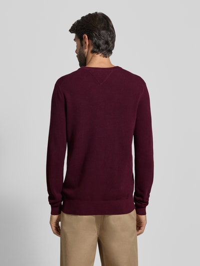 Tommy Hilfiger Regular fit gebreide pullover van zuiver katoen Bordeaux - 5