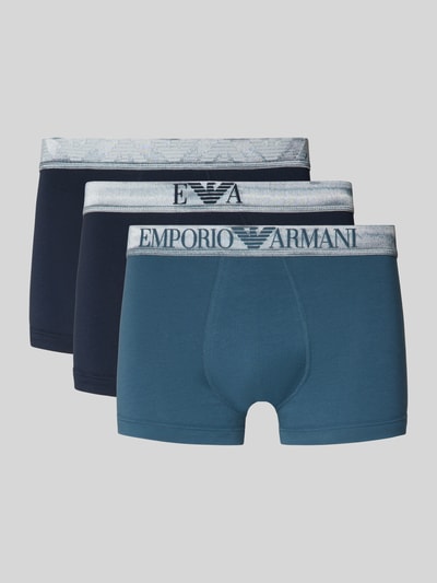 Emporio Armani Slim Fit Trunks mit Logo-Stitching im 3er-Pack Dunkelblau 1