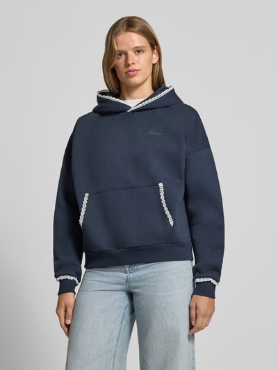 REVIEW Hoodie mit Häkelspitzenbesatz Dunkelblau 4
