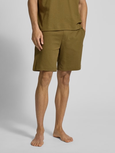 HUGO Regular Fit Sweatshorts mit Strukturmuster Modell 'Austin' Khaki 4