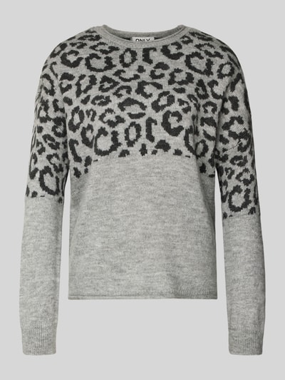 ONLY Regular Fit Strickpullover mit gerolltem Rundhalsausschnitt Modell 'JADE' Hellgrau Melange 2
