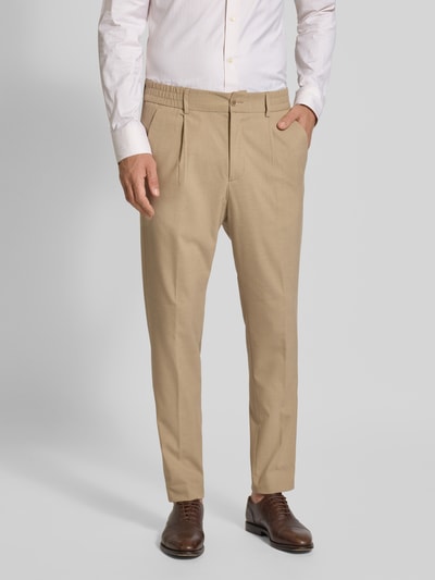 s.Oliver BLACK LABEL Slim fit pantalon met elastische band Camel - 4