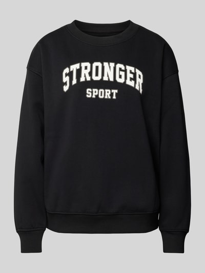 Stronger Oversized Sweatshirt mit Label-Print Black 1