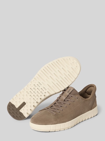 Geox Leren sneakers met labeldetail, model 'FLEXTRIDE PLUS' Taupe - 4