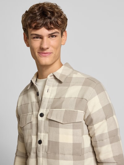 Only & Sons Regular Fit Hemdjacke aus reiner Baumwolle Modell 'GUDMUND' Ecru 3