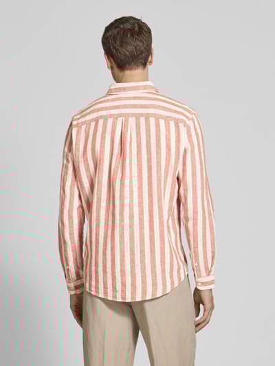 MCNEAL Tailored fit linnen overhemd met kentkraag Terracotta - 5